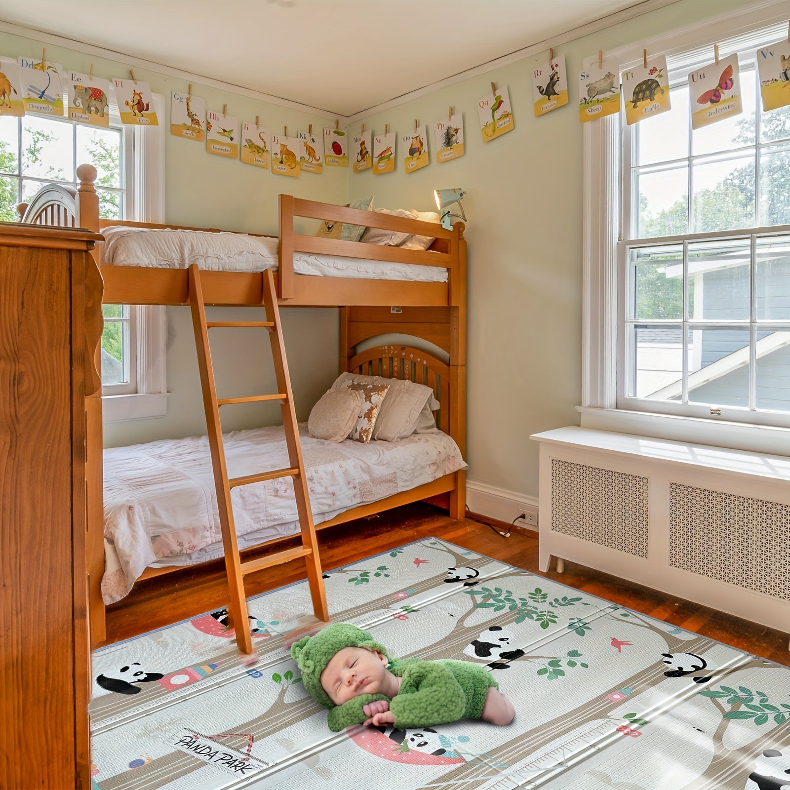 Kids' Play Mat Double-Sided Foldable Non-Toxic PE Panda Design 200x180cm