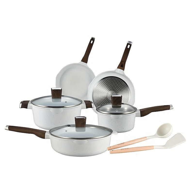 Nonstick Cookware Set 10 Pieces Aluminum Pots Pans with Lids and Utensils