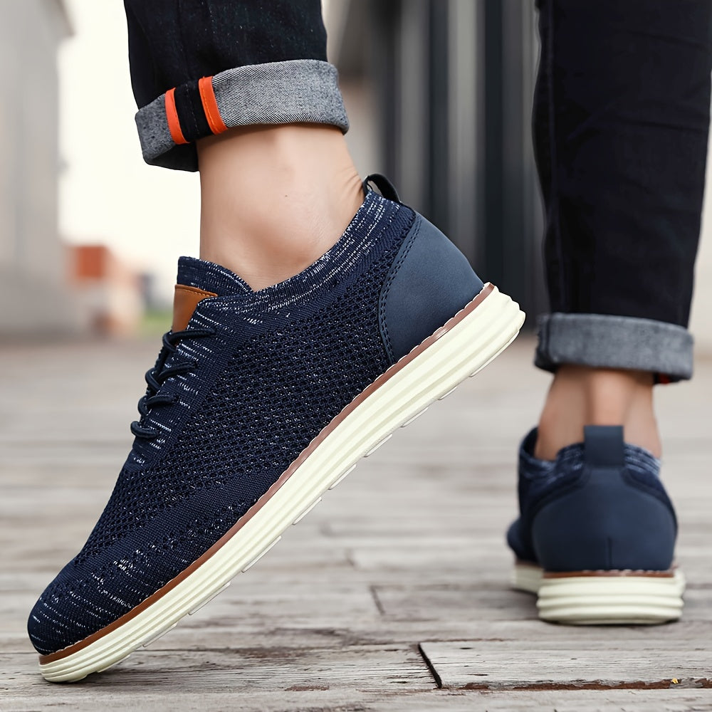Zapatillas casuales de malla transpirable para hombres de tallas grandes con cordones para actividades al aire libre