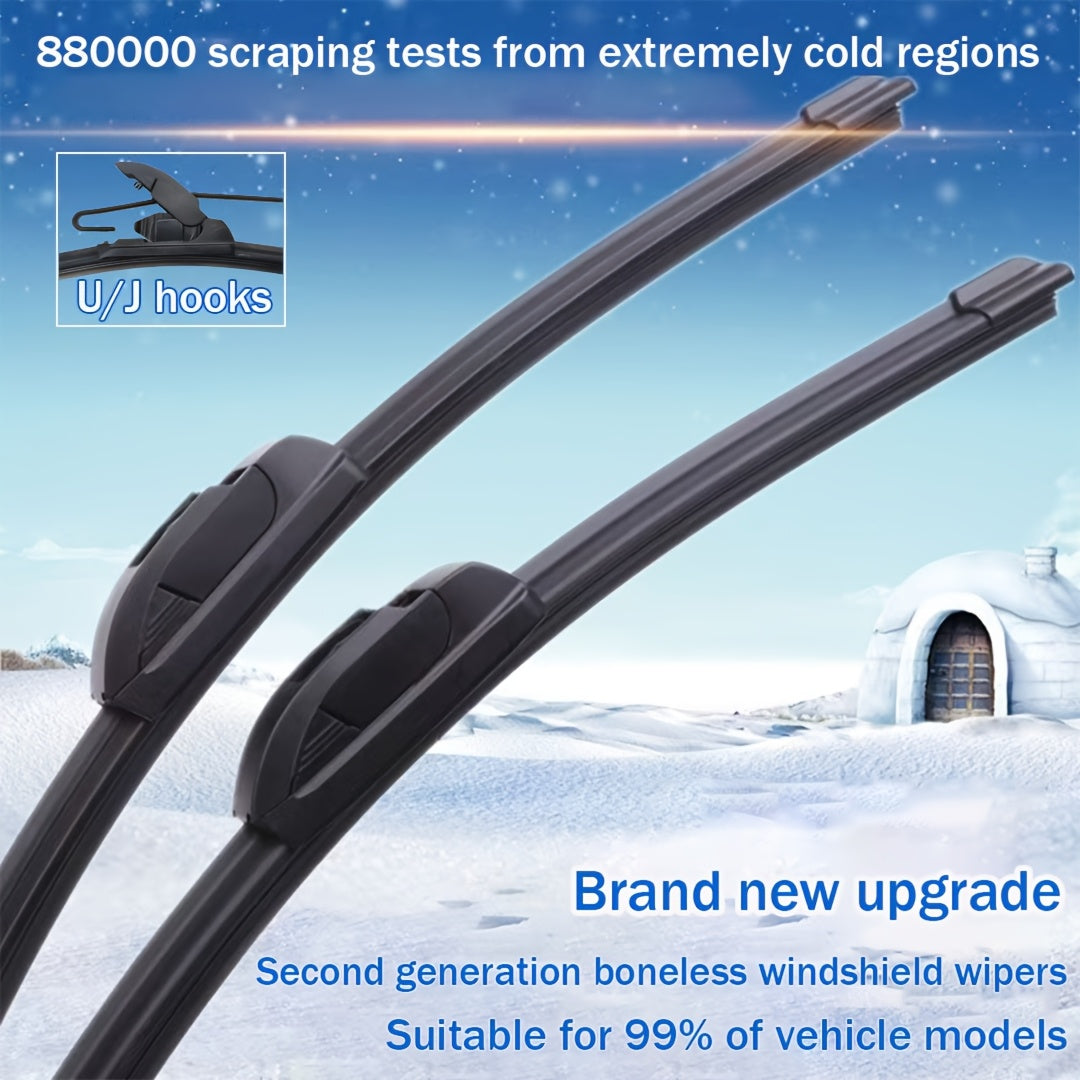 Universal Windshield Wipers with U/J Hooks Durable All-Season Rubber Blades
