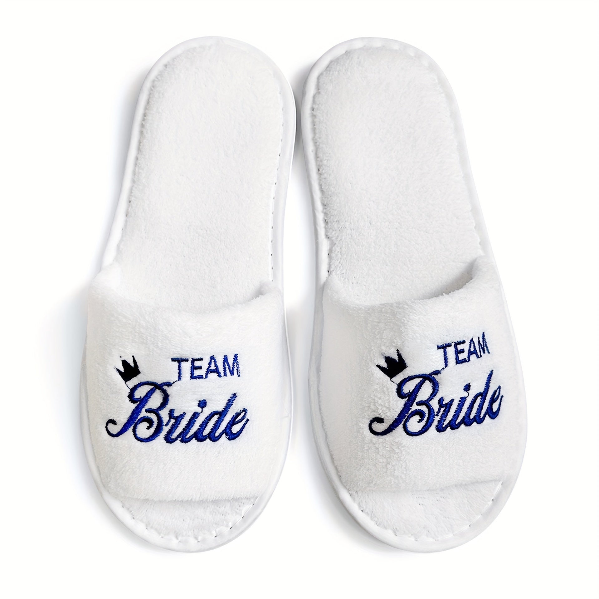 Women's Bridal Party Slippers Set Open-Toe Plush Non-Slip Comfortable Flats