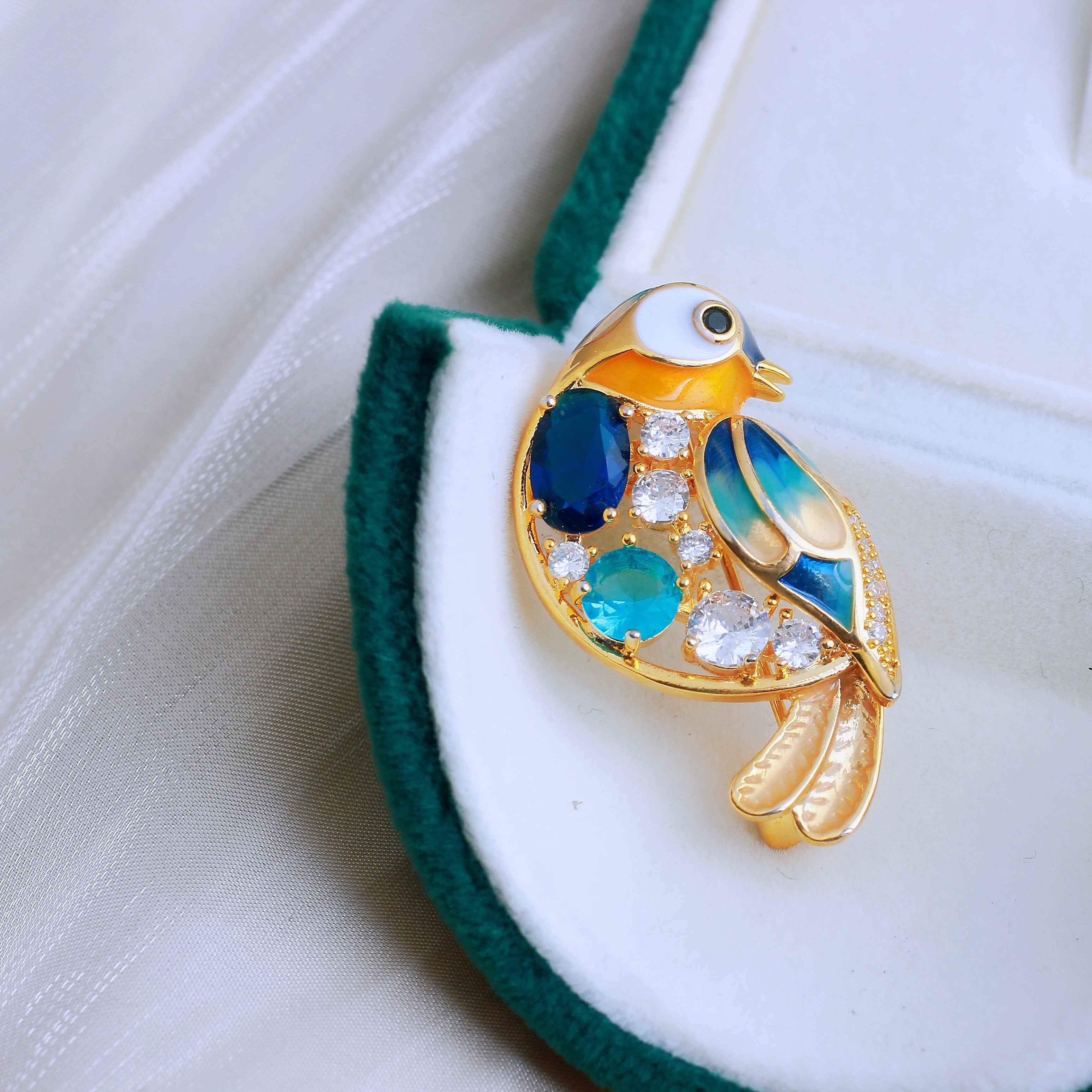 Zirconia Bird Brooch Pin for Women and Girls Cartoon Animal Jewelry for Scarves Jackets Dresses