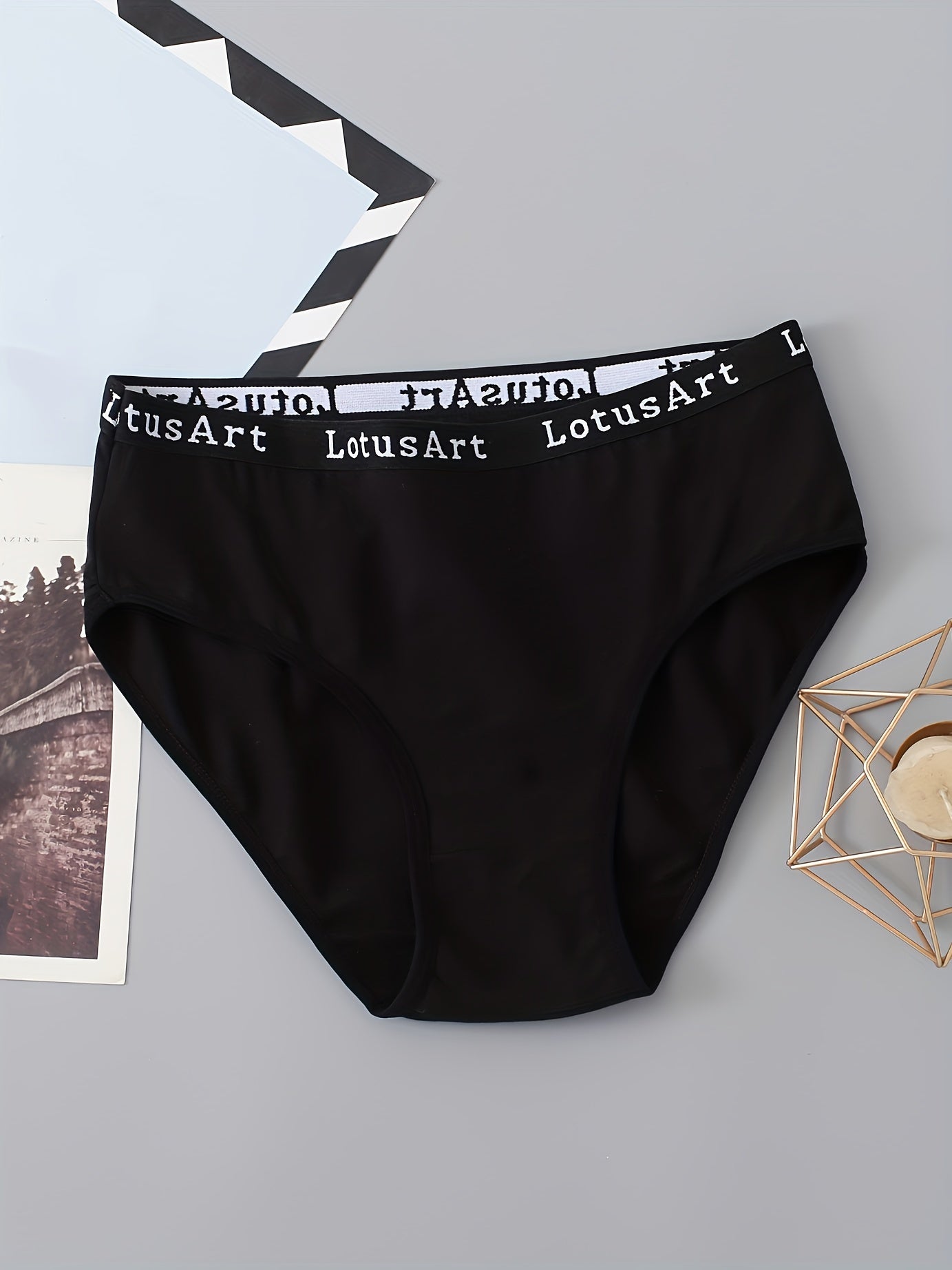 Set of 5 Women's Cotton Mid-Rise Letter Tape Sports Briefs Underwear