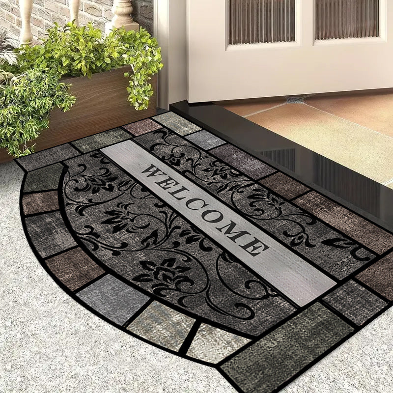 Elegant Retro Welcome Mat Polyester Fiber Entry Rug Anti-Skid Easy to Clean