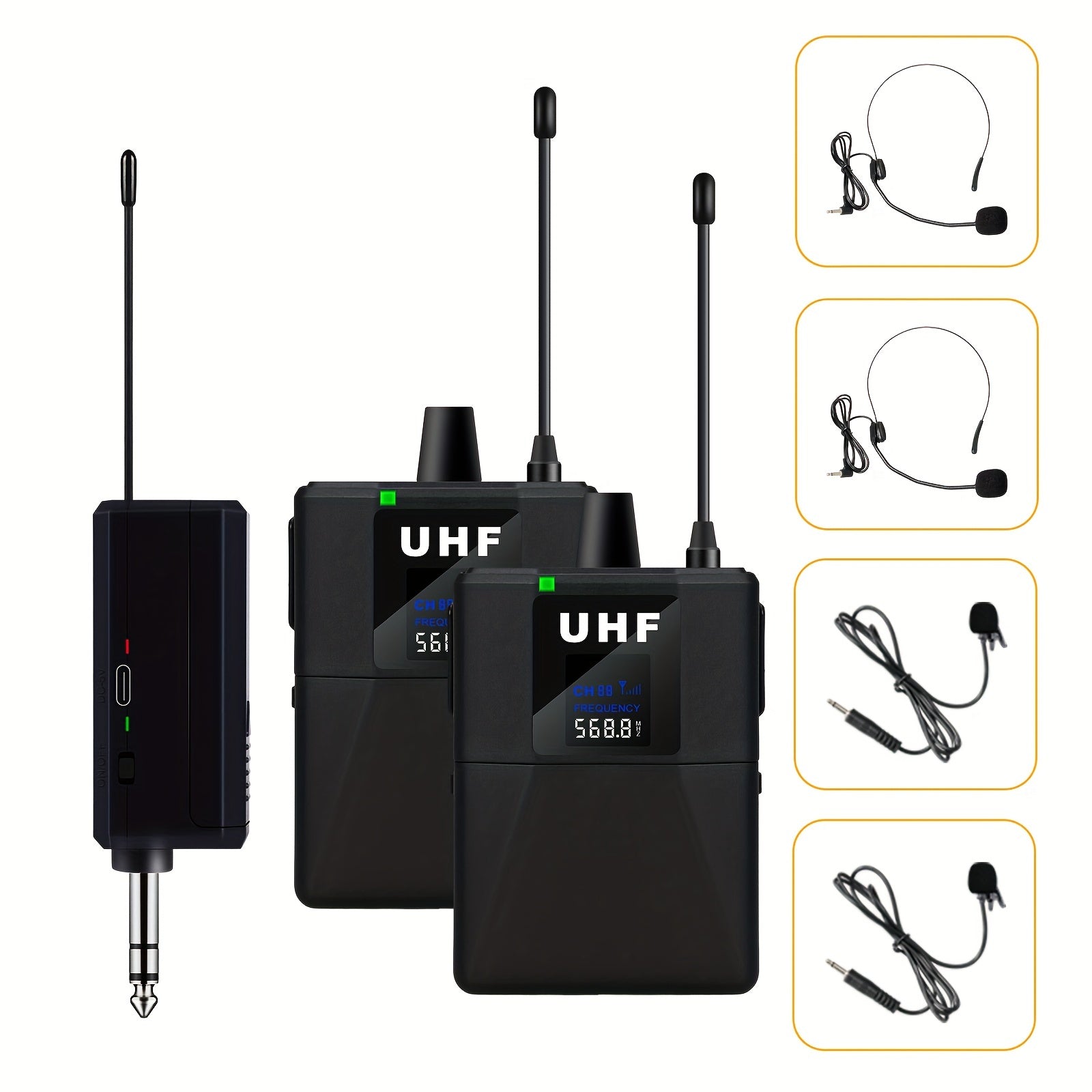 Wireless Dual-Channel Lavalier Microphone System for Cameras Interviews Phone Recording