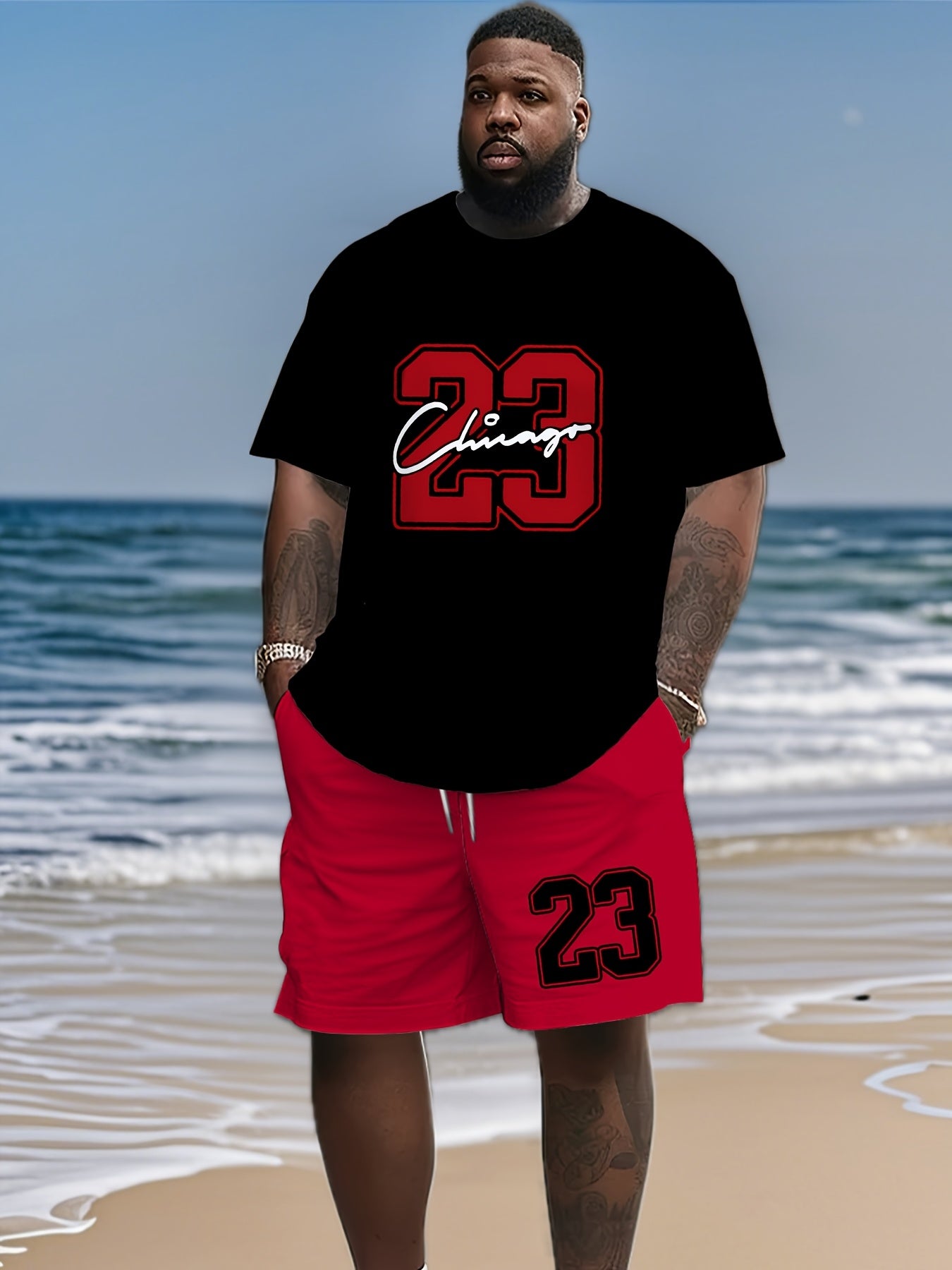 Men's Multi-Color Breathable Short-Sleeve Sports Suit with Pants All Seasons