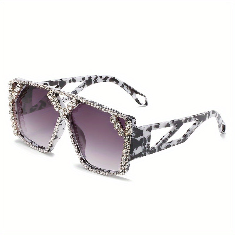 Women's Oversized Square Rhinestone Gradient Sunglasses for Costume Parties and Proms