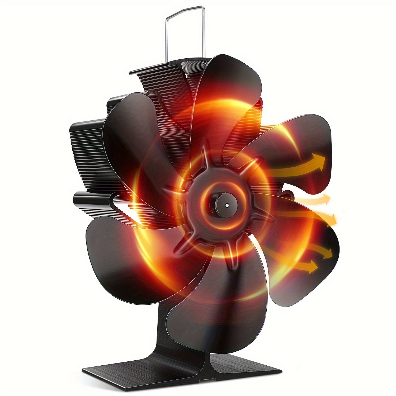 One-Piece Fireplace Fan No Electricity Quiet Operation Stove Thermometer for Wood Burners
