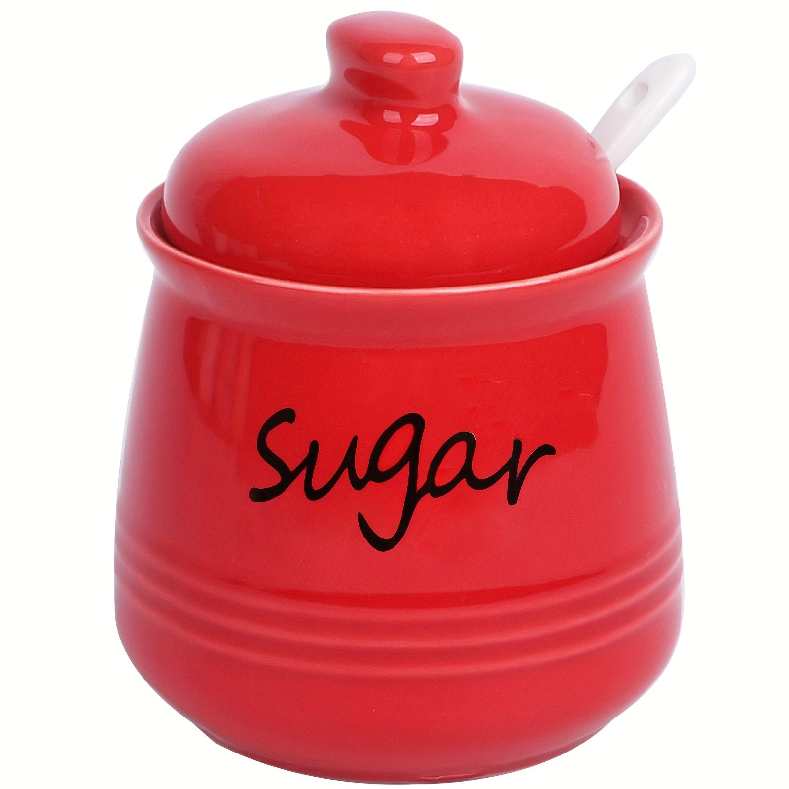 Ceramic Sugar Jar with Lid and Spoon 12oz Capacity for Coffee Bars and Restaurants