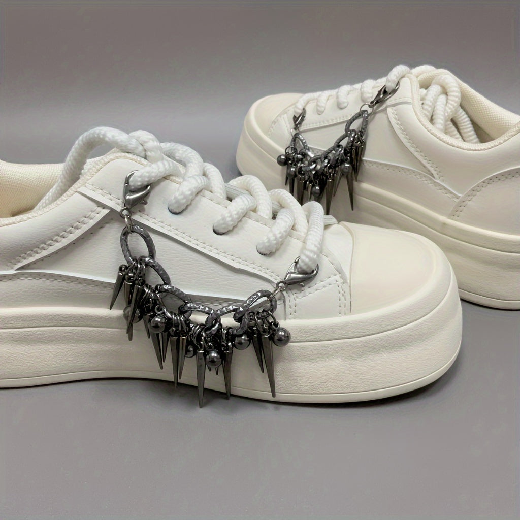 Unisex Aluminum Punk Style Metal Chain Spiked Shoe Decoration 2pcs