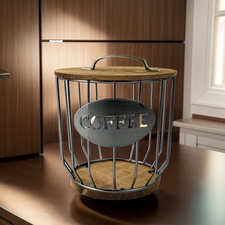 Estante de almacenamiento para cápsulas de café Black Metal, organizador de cocina, cesta