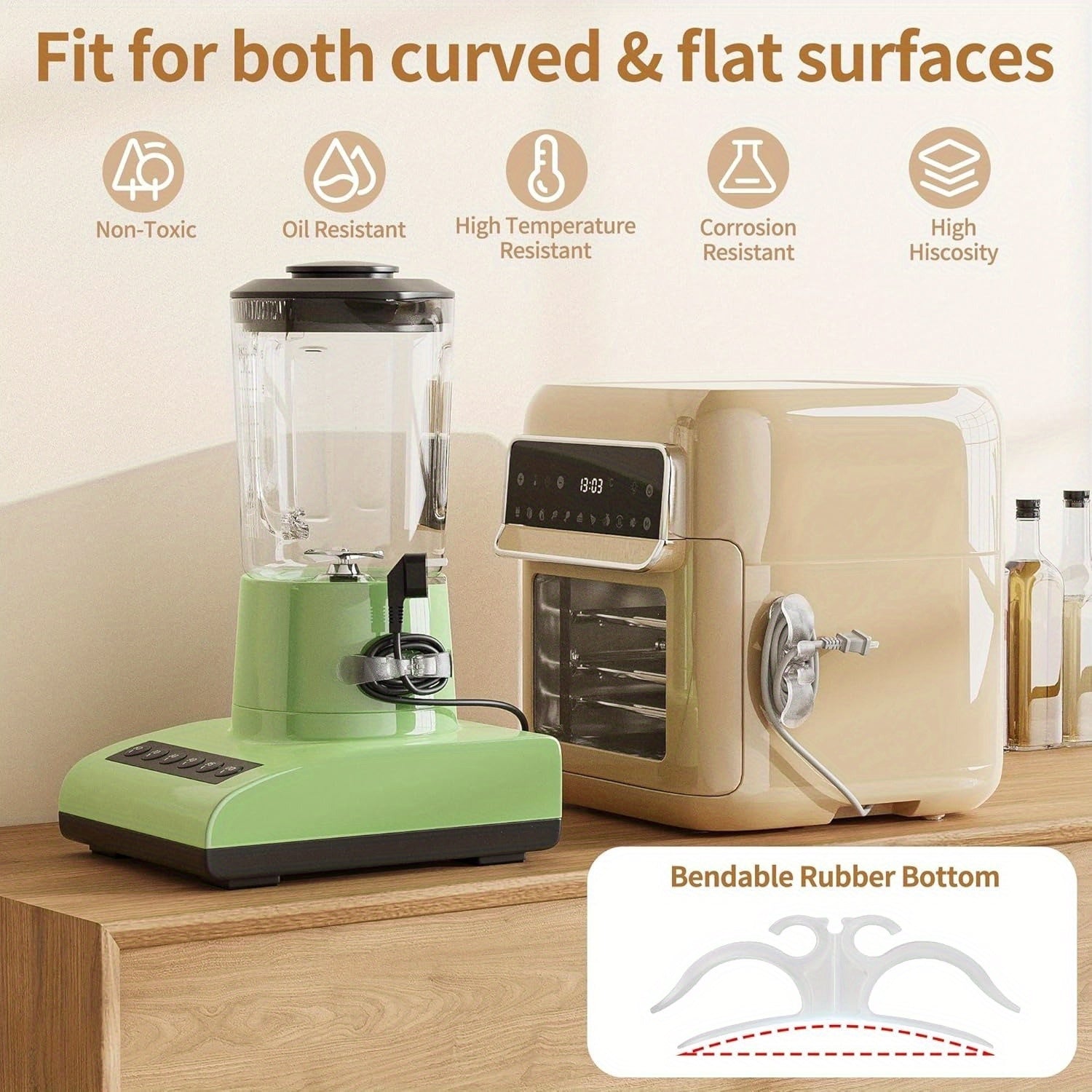 6 ta Shaffof Kabelni Boshqarish Lentalari - O'rnatiladigan Oshxona Qurilmalari Kabel Tashkilotchilari - Mikserlar, Bosim Pishirgichlar, Blenderlar, Qahva Pishirgichlar va Boshqalar uchun Mustahkam Kabel Ushtiruvchilar - Isiga va Koroziya Qarshi