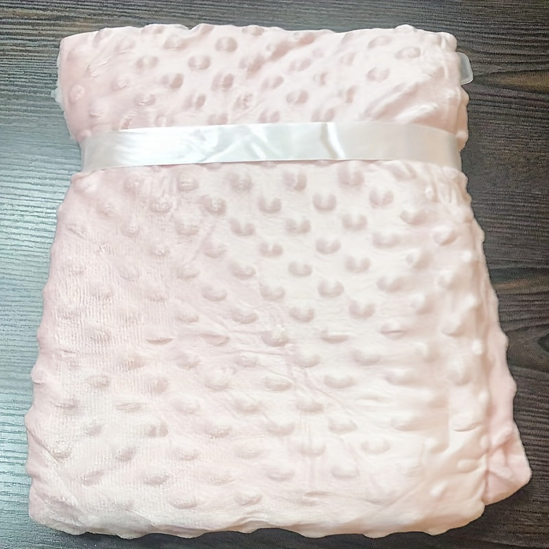 Manta de arrullo para bebé ultra suave de terciopelo burbuja, doble capa, gruesa para todas las estaciones, rosa y azul
