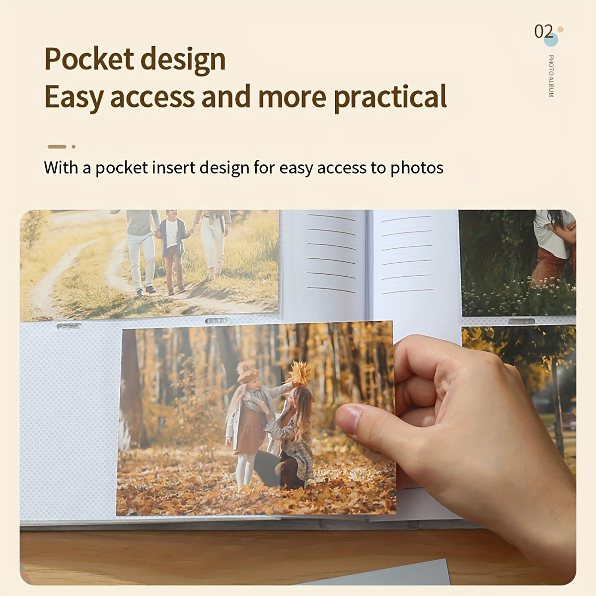 Фотоальбом с ручной записью и вставкой из бумаги с плоским задником, 200 карманов, размер 15,24 см