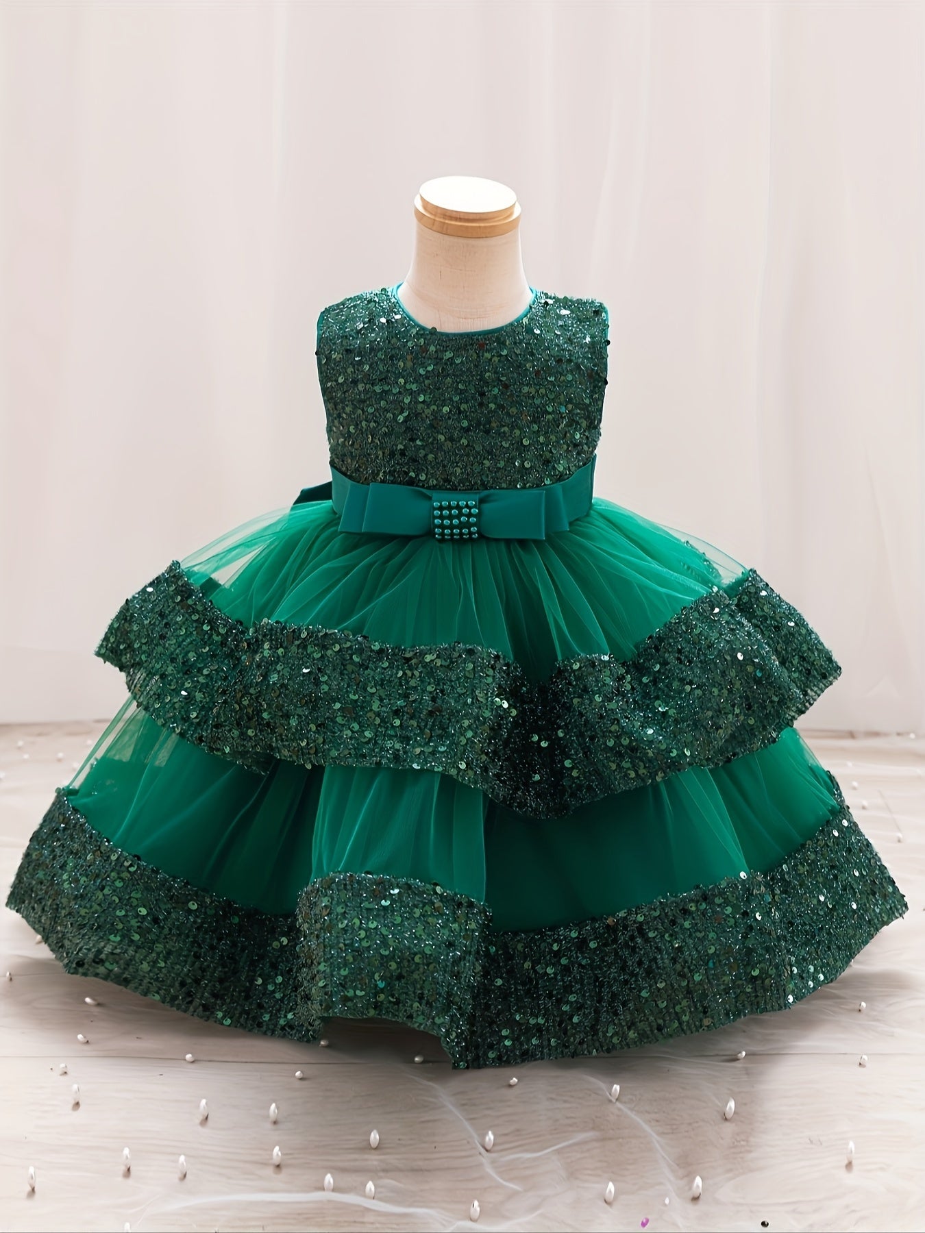 Girls Summer Formal Sequin Princess Skirt Dress for One-Year-Old Baby
