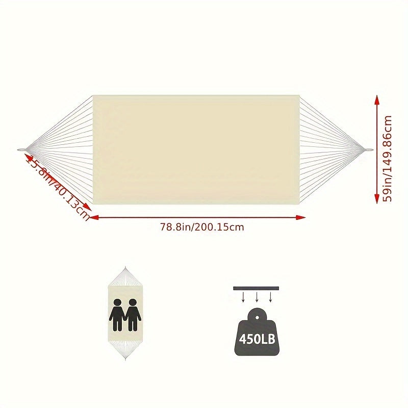 Bohemian Style Cotton Blend Hammock with Fringe Thick Ropes 204kg Capacity for Outdoor Garden Patio