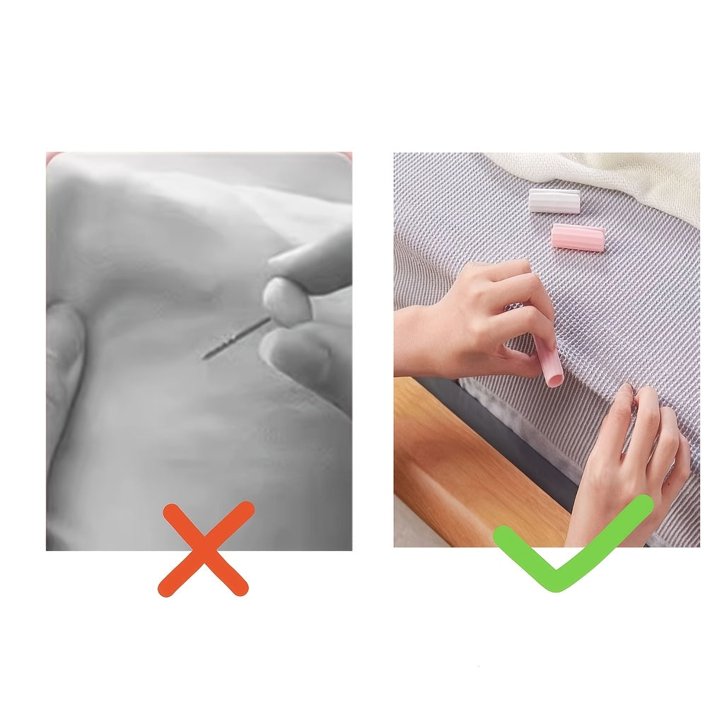 Set of 4 No-Pin Bed Sheet Grippers Anti-Slip Clips for Mattress Secure Hold Pink PP Material