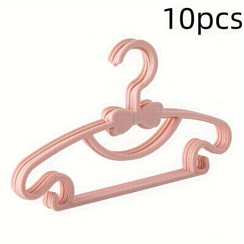 Set of 10 Plastic Baby Hangers with Bow Design for Nursery and Kids Room