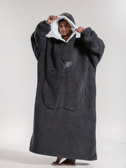 Oversized Hooded Robe for Women with Apple Embroidery Polyester Fleece Loose Fit Fall Winter