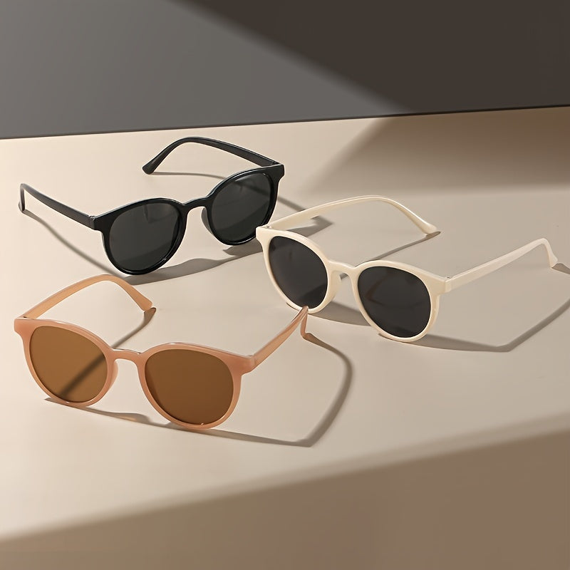 Gafas de sol unisex de ojo de gato antirreflejo redondas, set de 3 para viajes, playa y fiestas