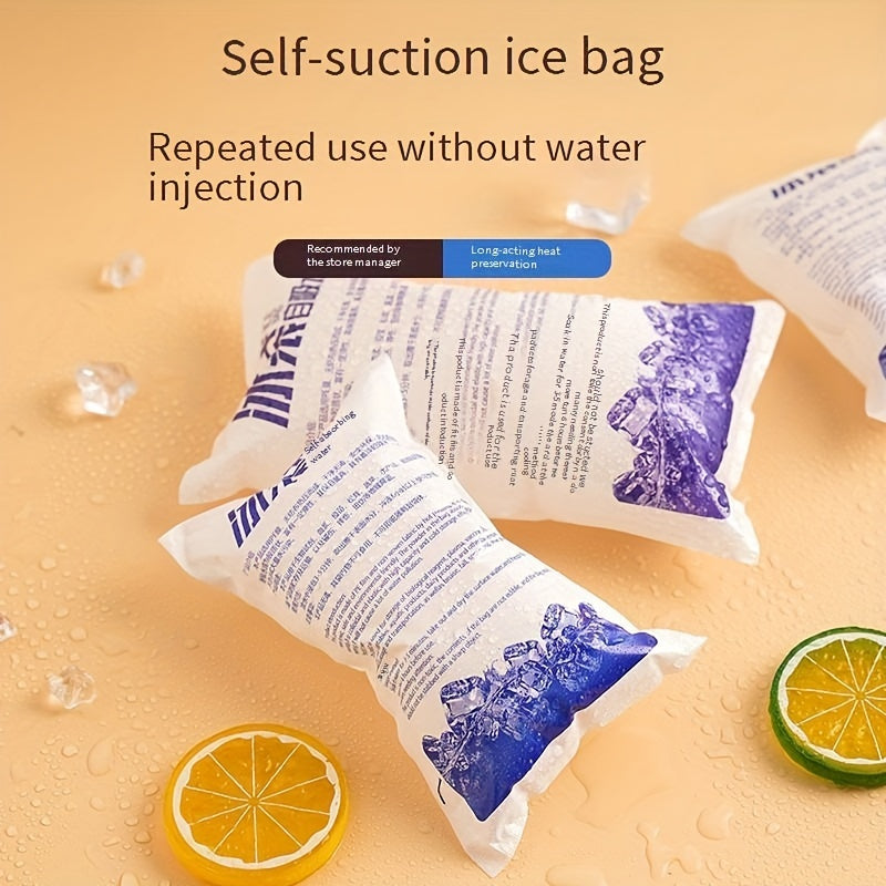 Reusable Ice Packs Leakproof Water-Injectable Cooling Bags for Beverages and Food Preservation