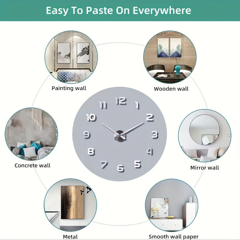 Oversized DIY Wall Clock with Luminous 3D Design, Acrylic Frame, Auto Dimmable