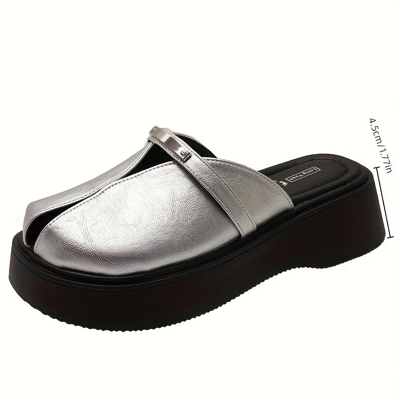 Women's Casual Mules Leather Elegant Flat Shoes Comfortable Black