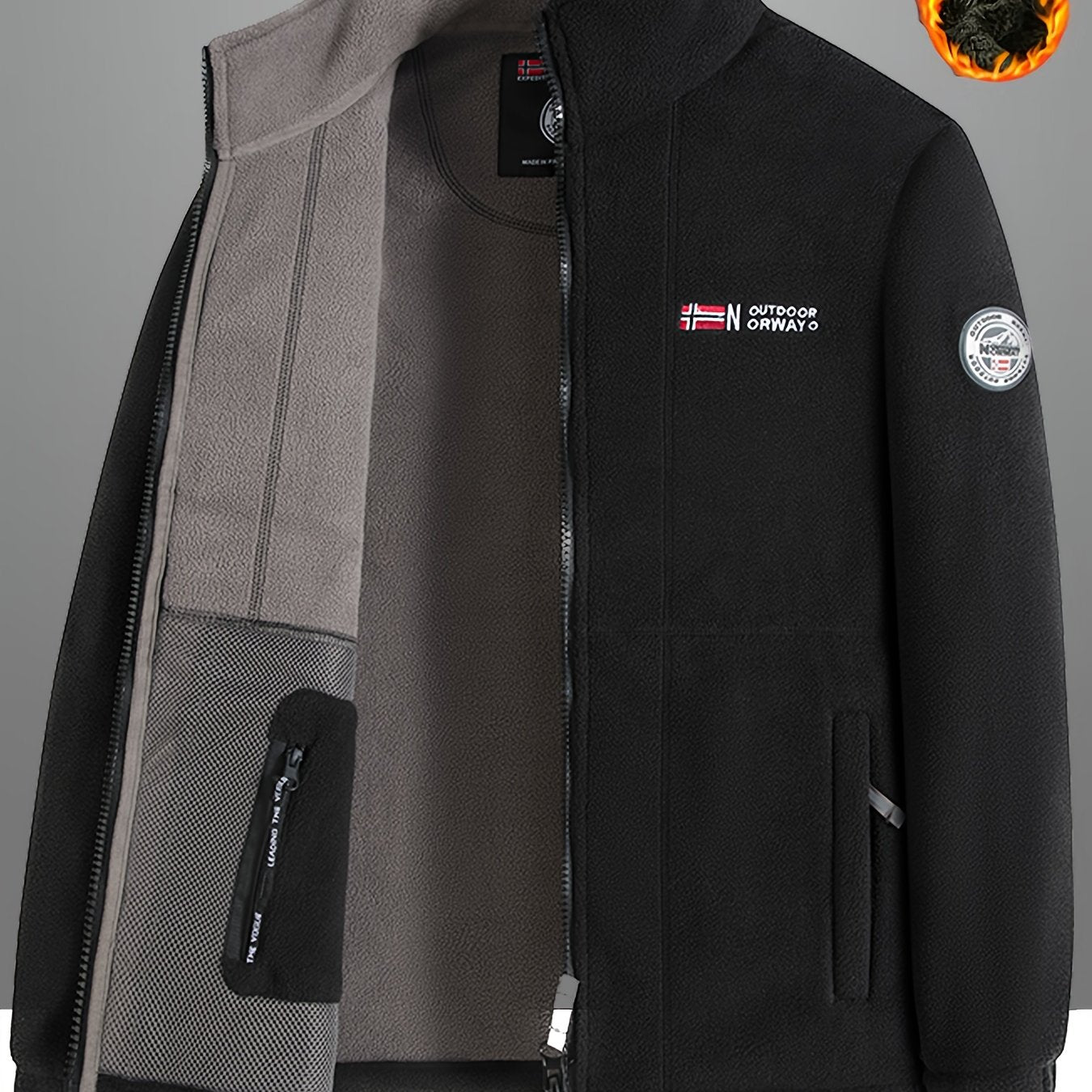 Men's Reversible Fleece Jacket Thick Warm Autumn Winter Fluffy Cardigan