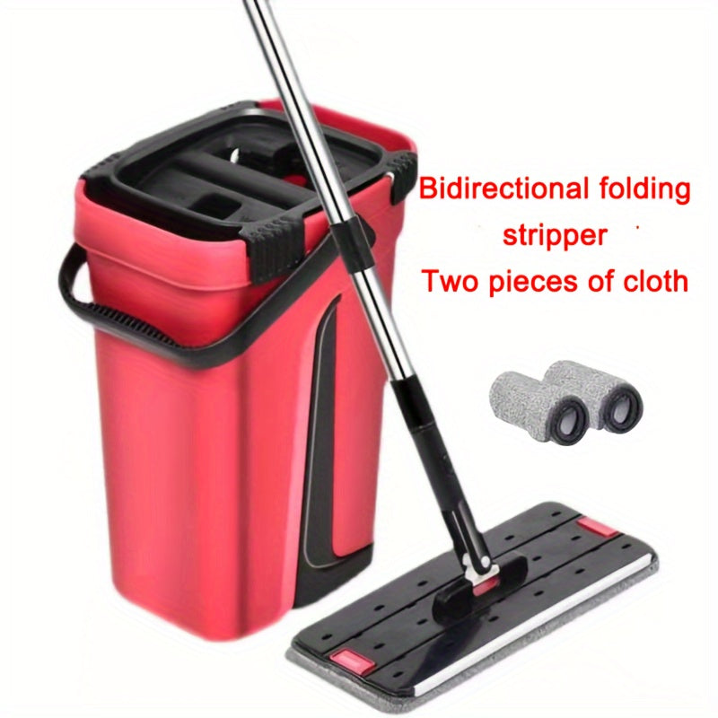 Microfiber Mop Set with 2 Reusable Pads, Stainless Steel Handle, Wet and Dry Cleaning
