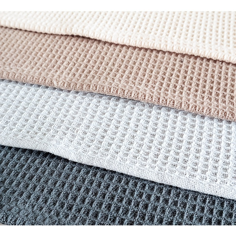 Set of 4 Thickened Waffle Weave Cotton Dish Towels for Kitchen Cleaning in Mixed Colors