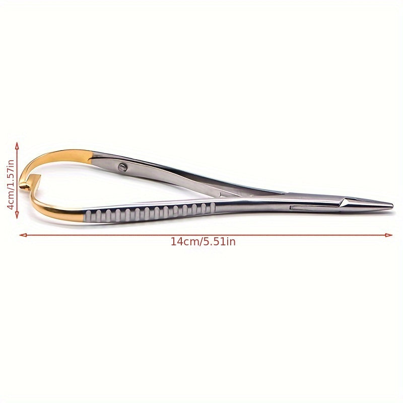 Stainless Steel Surgical Forceps End-Style Needle Holders Tweezers Grip-Style 14cm