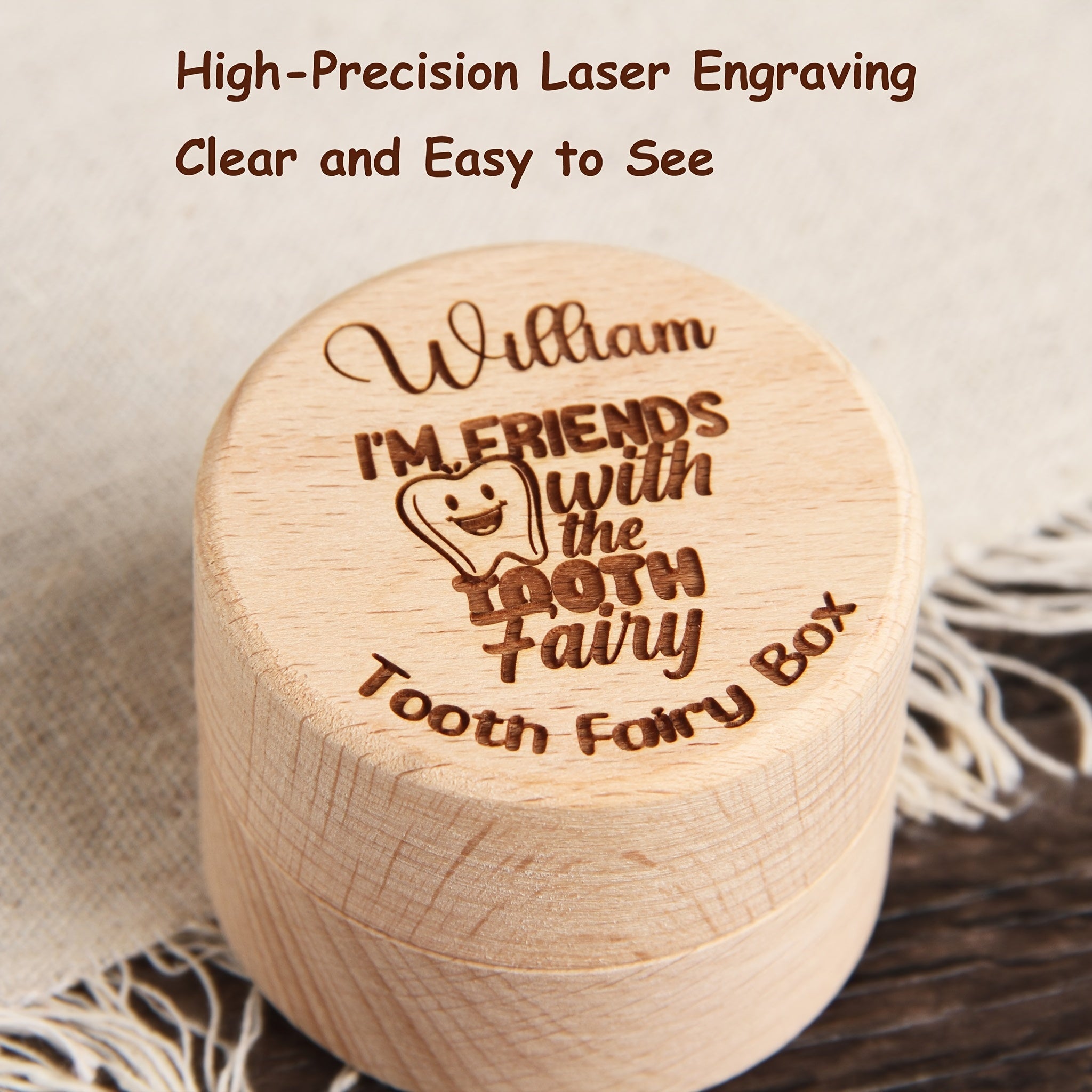 Personalized Wooden Tooth Fairy Box with Gift Box Baby Tooth Keepsake for Infants