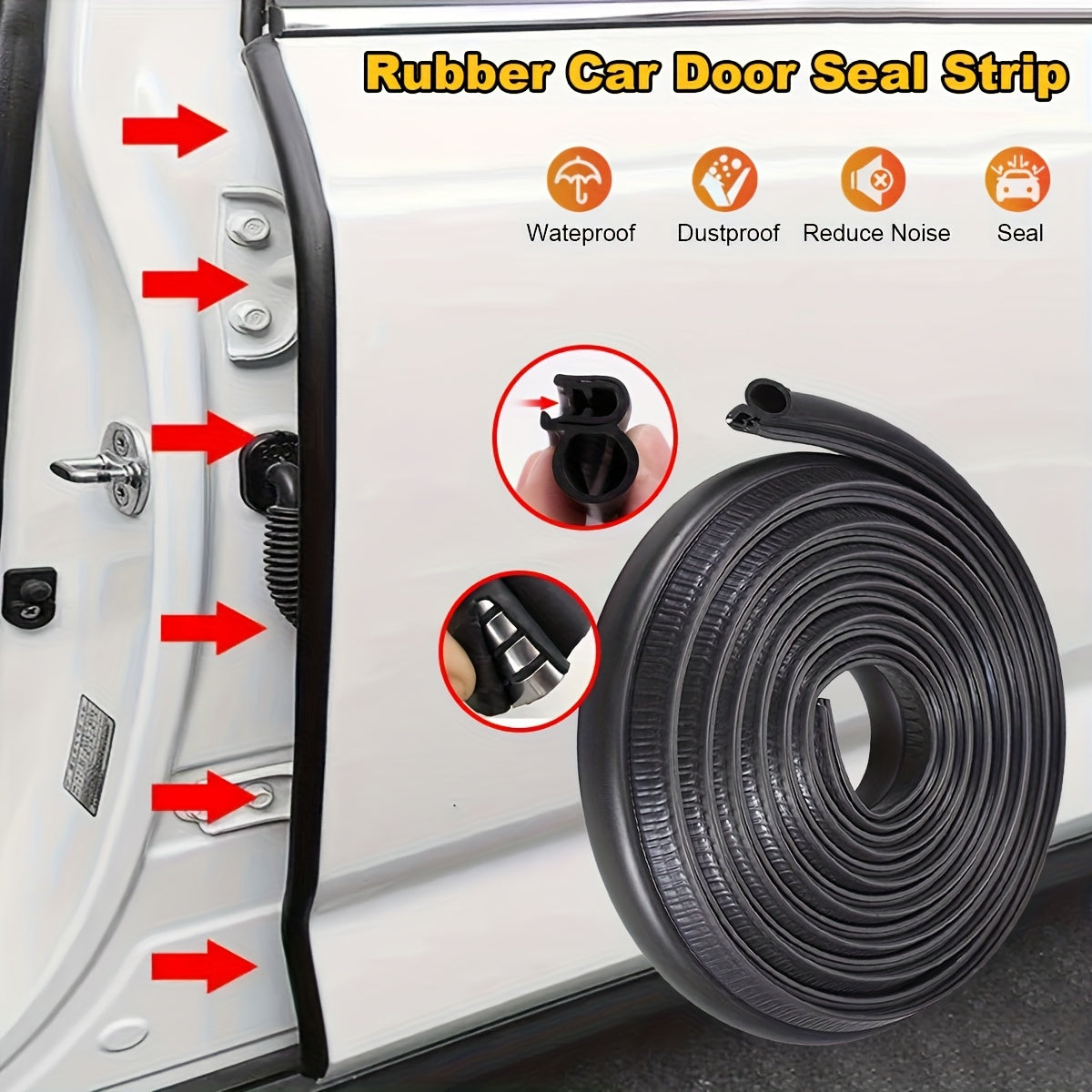 Universal Rubber Door Seal Edge Trim U-Shaped Weatherstrip Bumper Guard 196.85 Inch