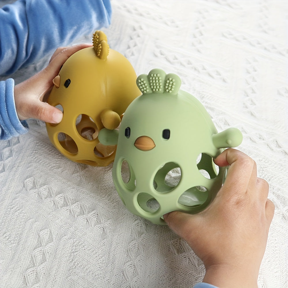 Baby Teether with Hand Grip Hollowed Out Chicken Design for Teething Relief