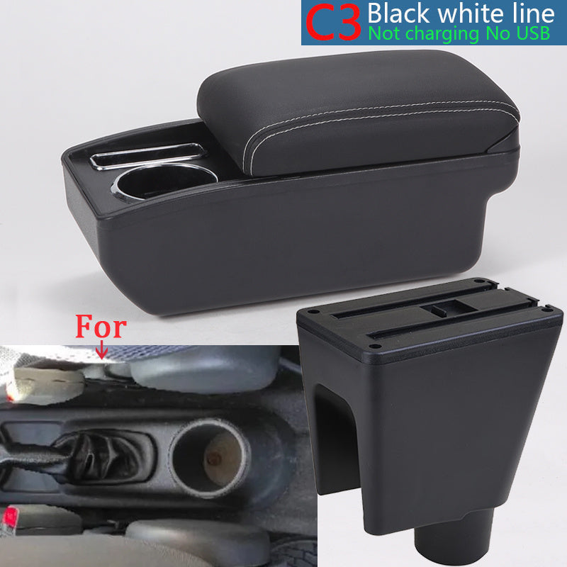 Car Interior Armrest Box Cup Holder Storage for Small Cars Black