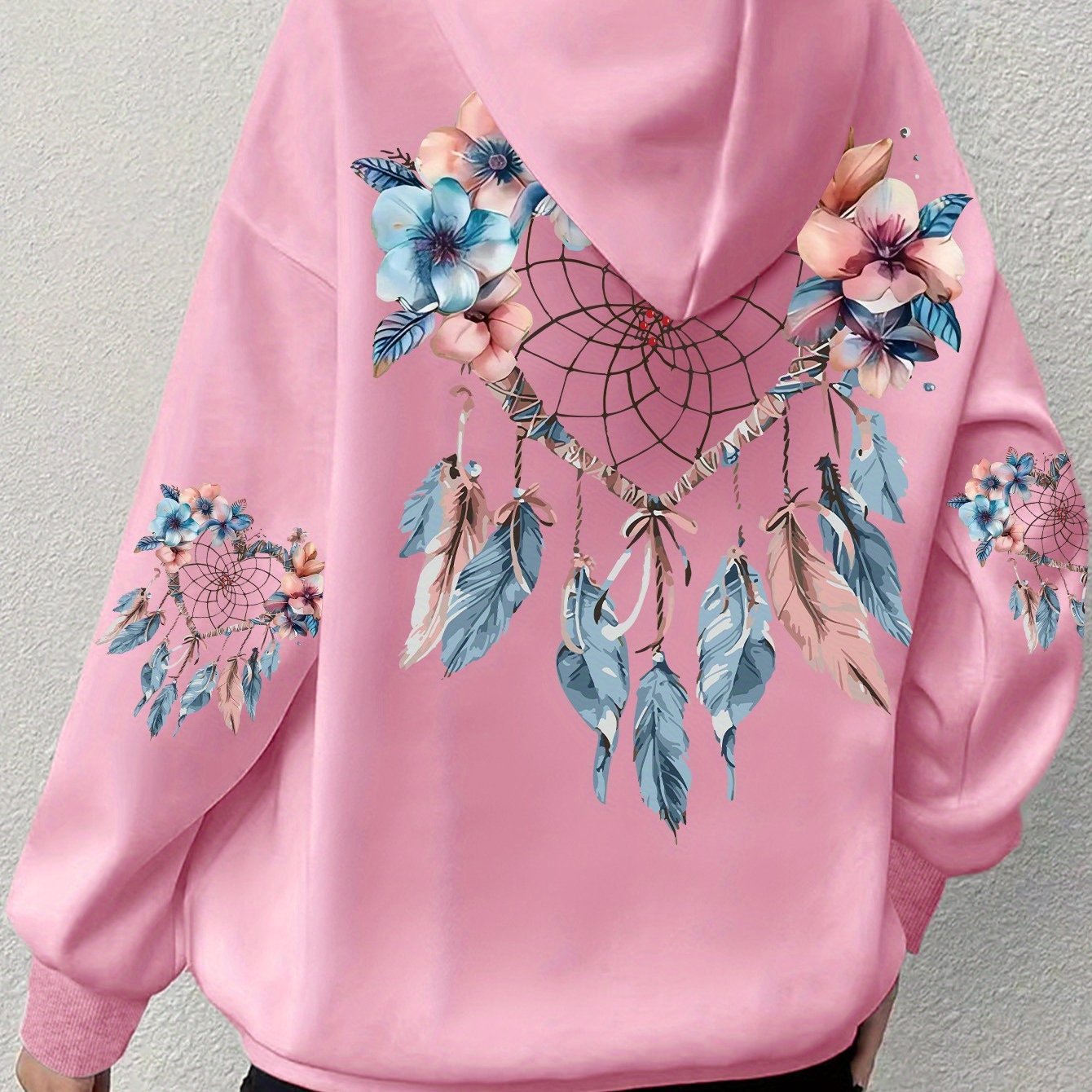 Women's Plus Size Dreamcatcher Hoodie Cozy Long Sleeve Pullover with Pockets