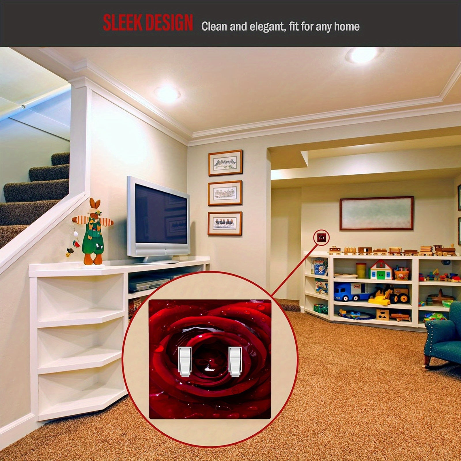 Red Rose Light Switch Cover for Indoor and Outdoor Use 1 Pack