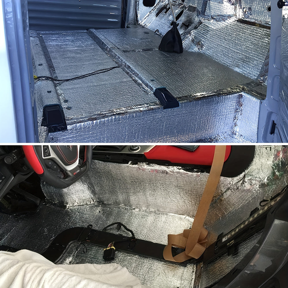 20 piezas de almohadillas de aislamiento térmico de aluminio para capó de coche, reducción de ruido, negro, insonorización automotriz