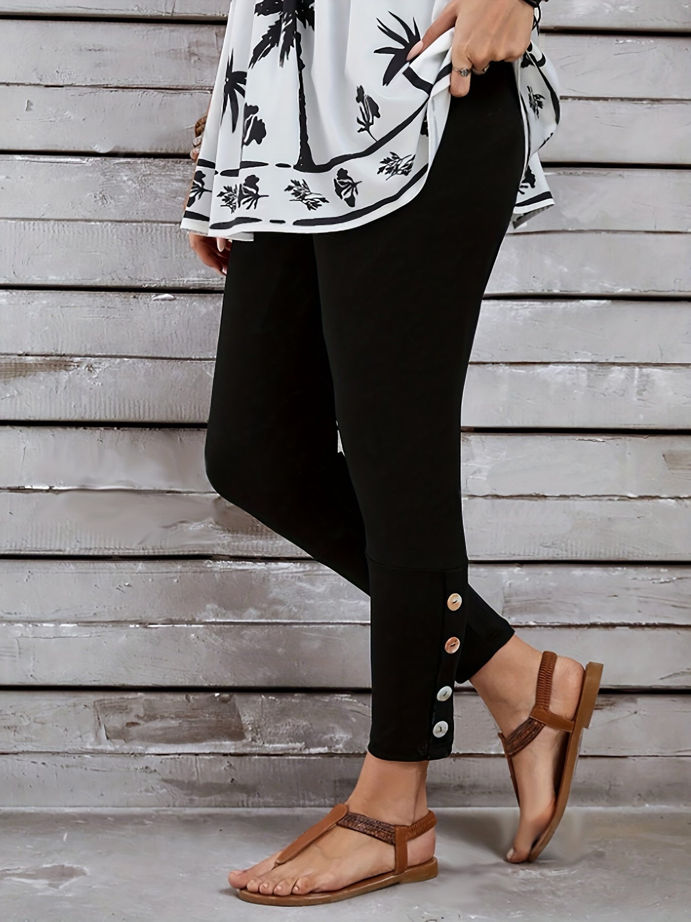 Plus Size Women's Casual Long Pants Black Comfortable Lounge Wear