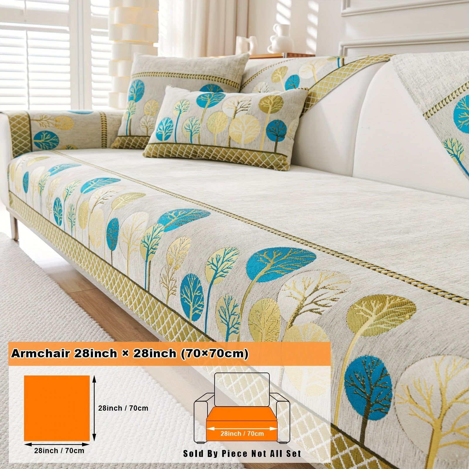 Bohemian Moonlit Trees Sofa Cover for Single to Quadruple Seaters Pet-Friendly Machine Washable Viscose