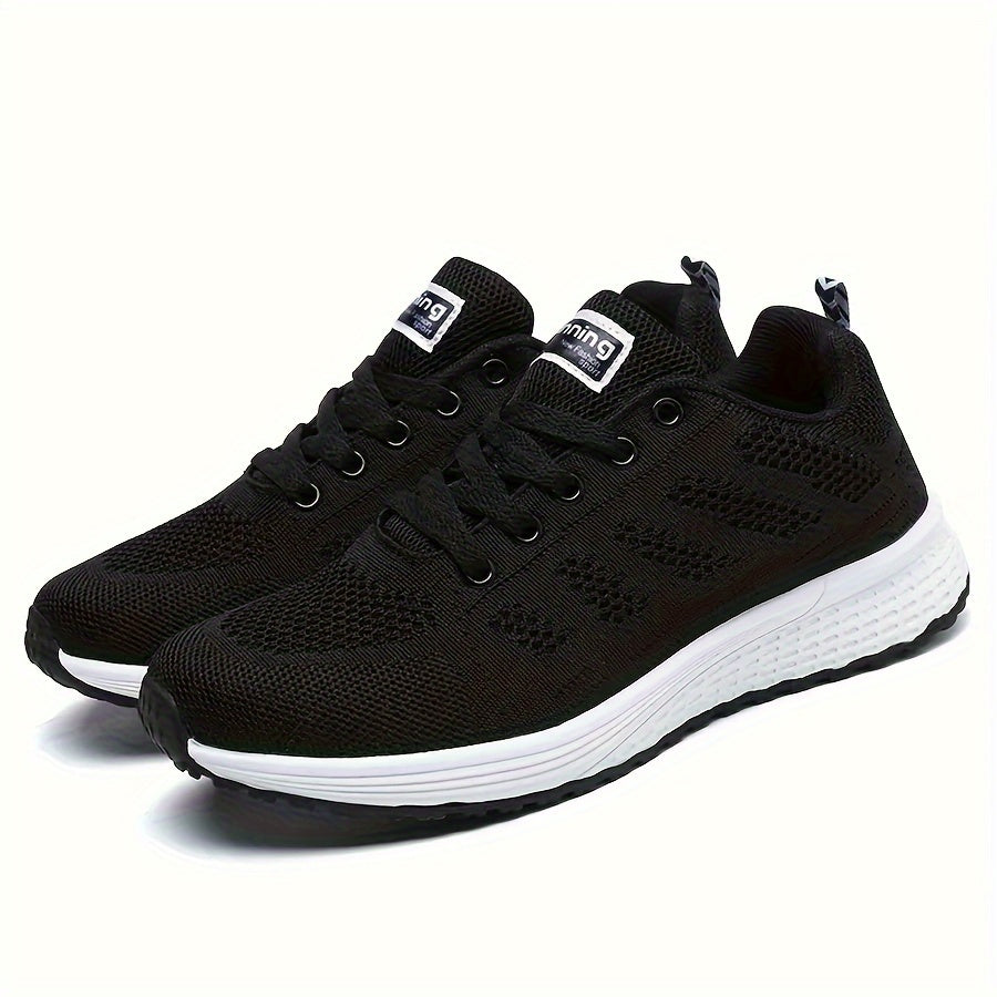 Women's Mesh Sneakers Casual Lace-Up Low Top Shoes Solid Color All-Season Comfort