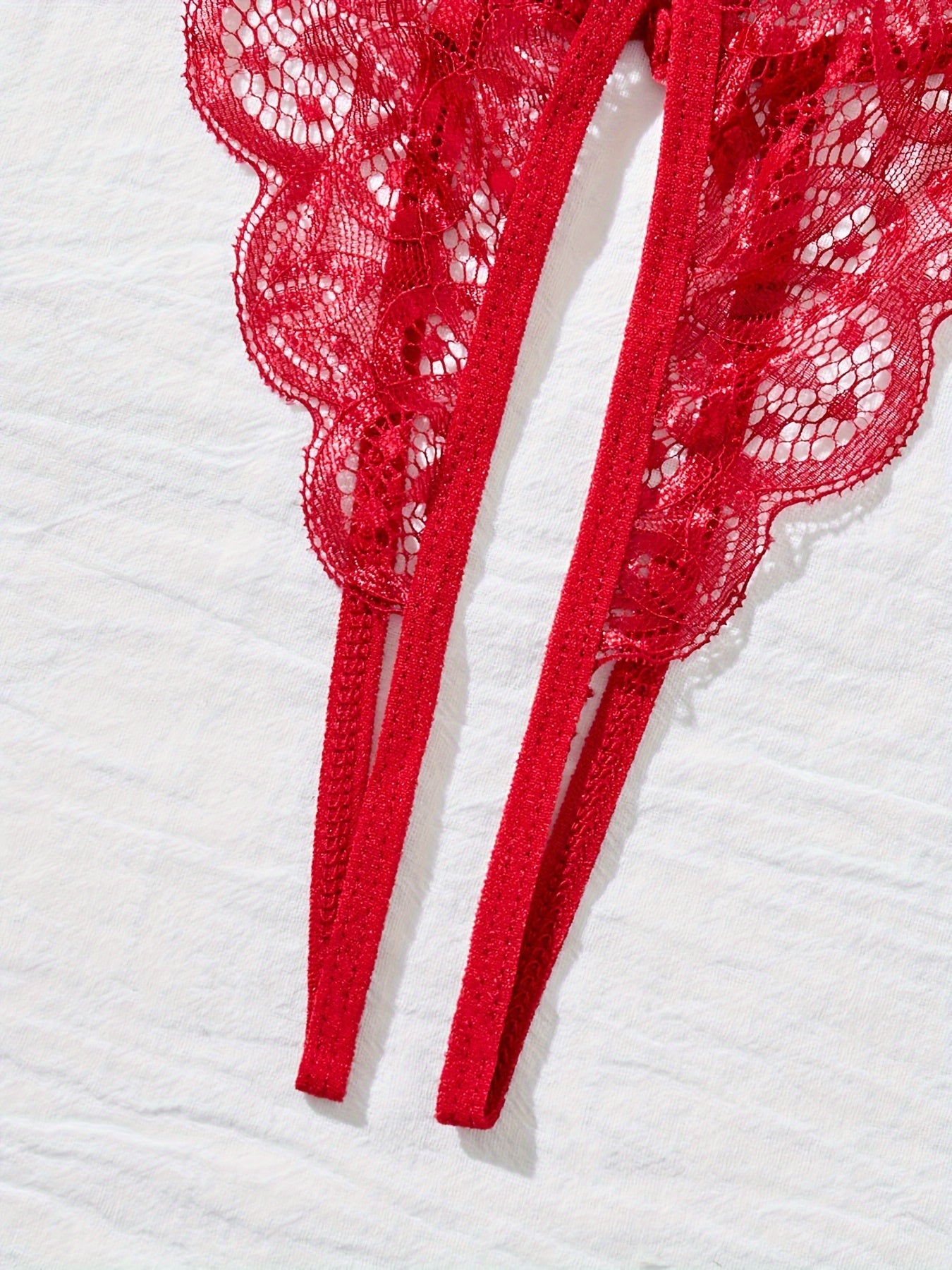 Women's Lace Teddy Bodysuit with Deep V Neckline and Contrast Lace Details