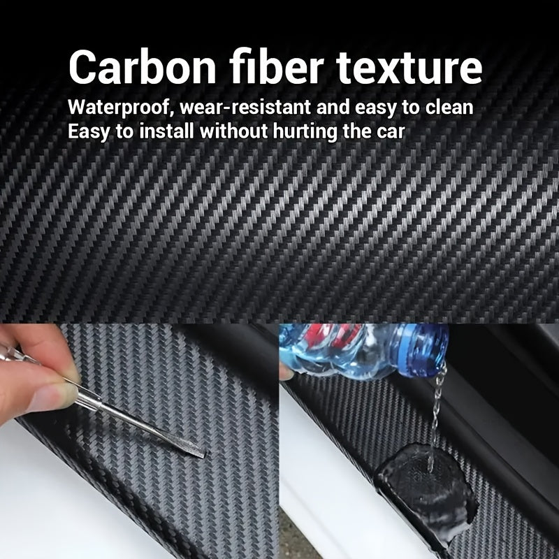 Universal Car Door Edge Protector Waterproof Anti-Scratch Carbon Fiber Tape Black