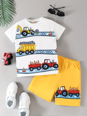 Летний костюм-шорты для мальчиков с геометрическим узором из полиэстера, повседневный, возраст 12 лет и младше