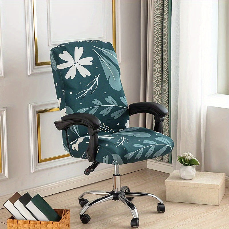 Washable Office Chair Cover with Zipper Soft Anti-Dust Spandex for Desk Chairs