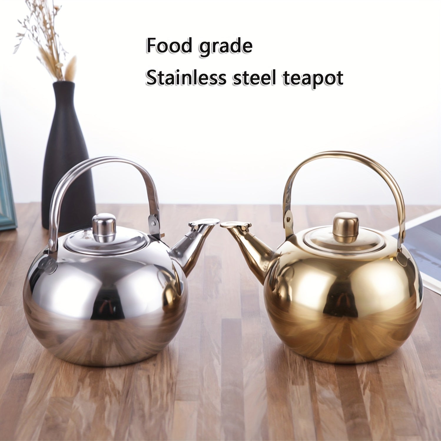 Stainless Steel Tea Kettle with Drain Spout for Induction Gas and Commercial Use