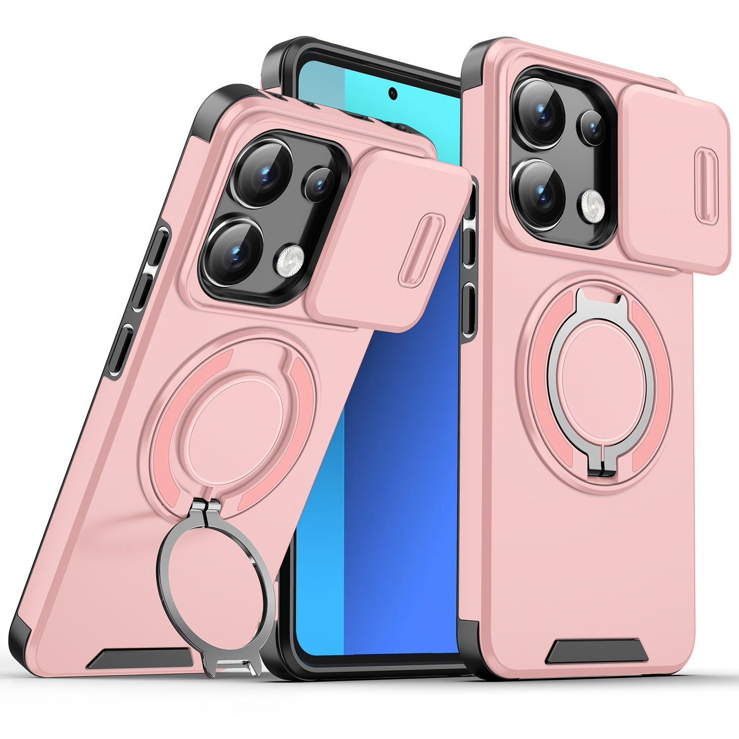 Sliding Camera Protective Phone Case for Redmi Xiaomi Poco with Shockproof Bracket and Stand