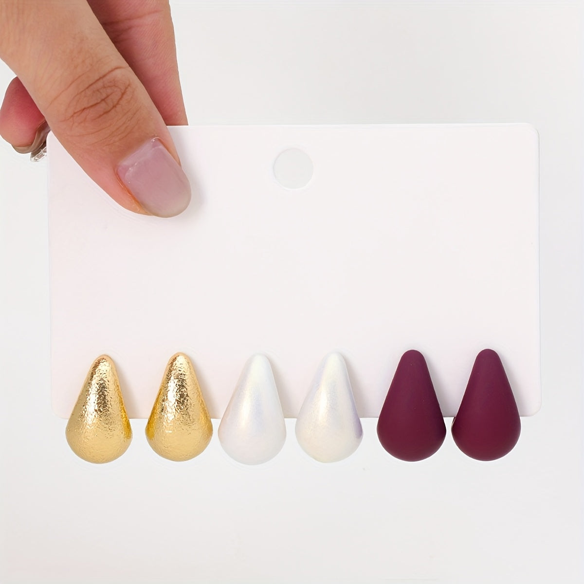 Women's Teardrop Earrings Set Hypoallergenic Stainless Steel with Red Blue Gold Silver