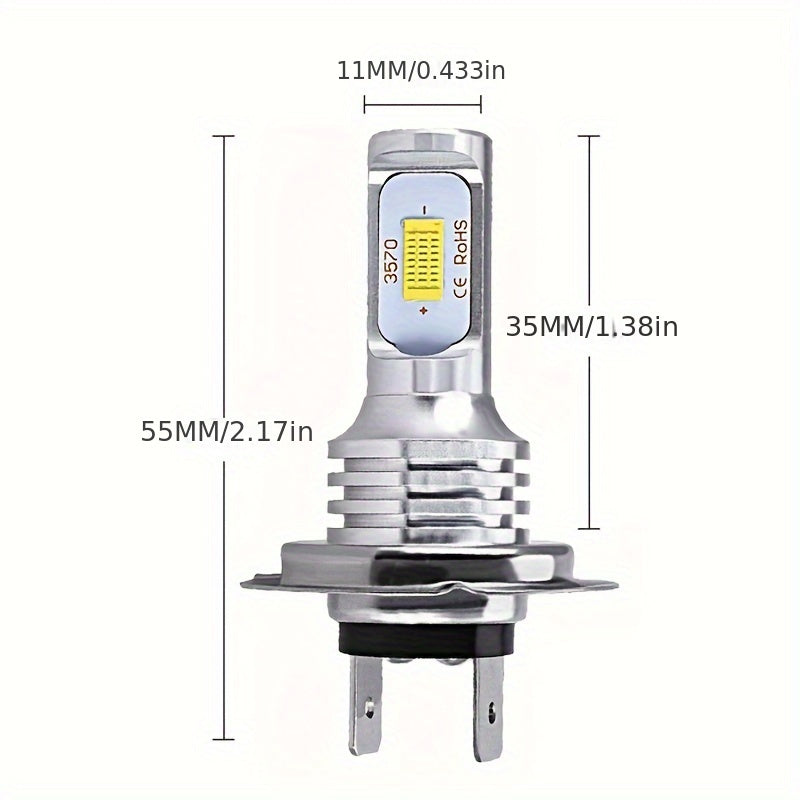 2 Pack H7 LED Headlight Bulbs White 6000K for Car Truck Motorcycle