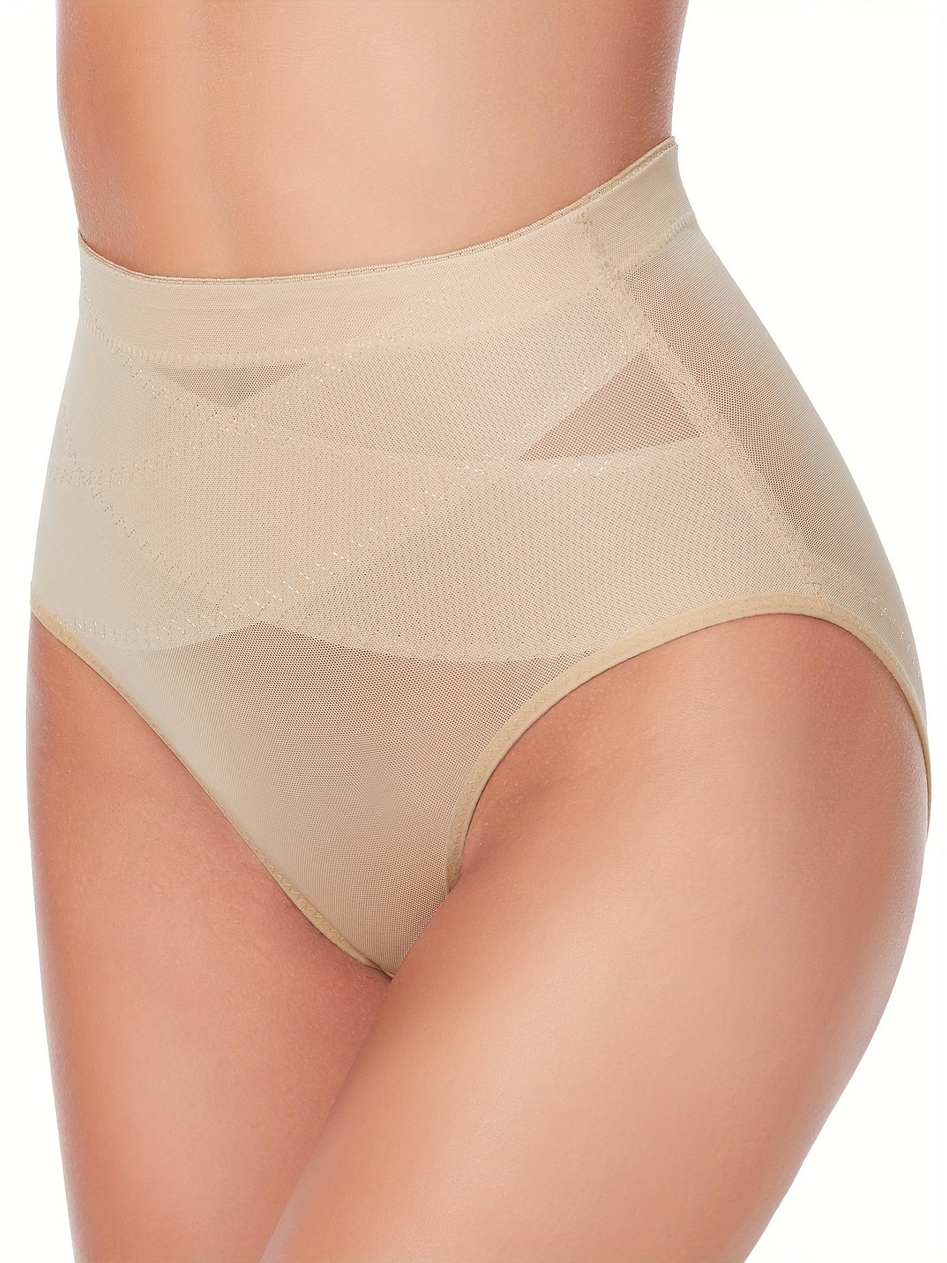 Слиммирующие черные высокие shaping трусики с дышащей сеткой и эластичными панелями для контроля живота.